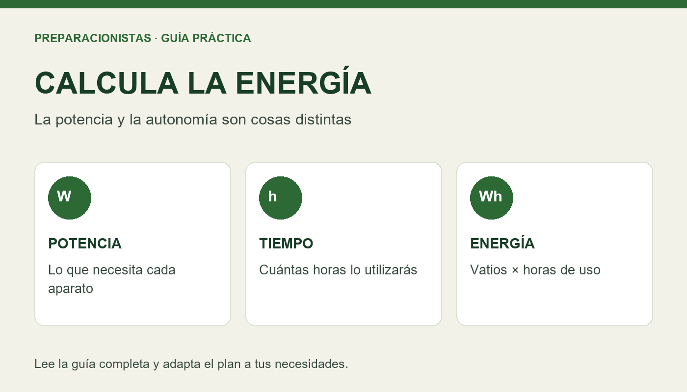 Cómo calcular el consumo eléctrico para un apagón: W y Wh