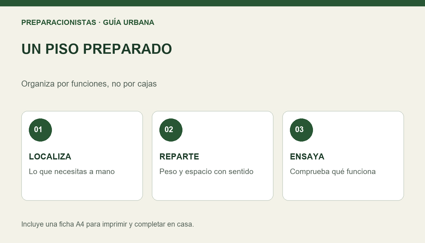 Preparación urbana en un piso pequeño: organiza lo esencial sin acumular