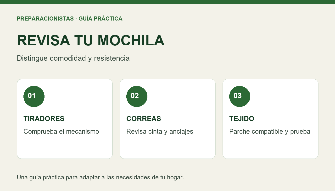 Reparaciones sencillas de la mochila: tiradores, correas y tejido