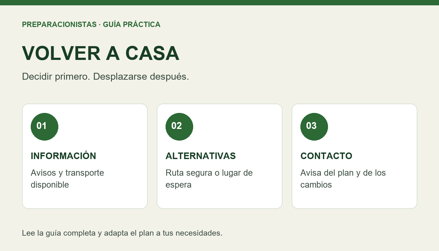 Volver a casa desde el trabajo en una emergencia: plan práctico